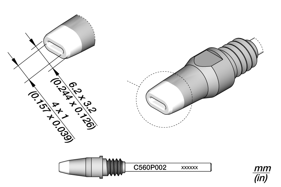 C560P002 - Through-hole Desoldering Tip 4 x 1 mm